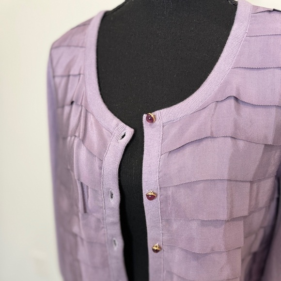 Michael Kors Purple Women's Button Up Cardigan (Large) - Picture 4 of 7